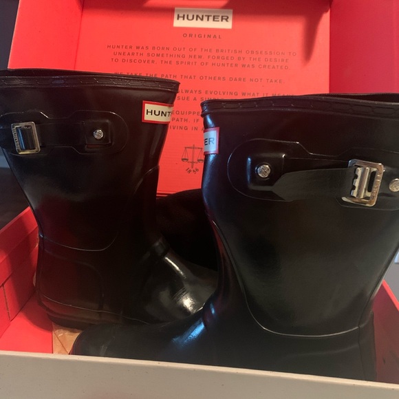 Hunter Black Rain Boots Short Gloss 38 - Picture 5 of 7